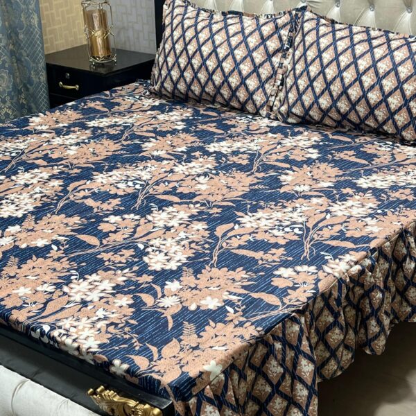 Take advantage of this special offer 3 PCS King Size Frill Bedsheet Set – Cotton Fabric with 2-Sided Frill | Elegant & Soft Bedding Salonika Cotton Fabric